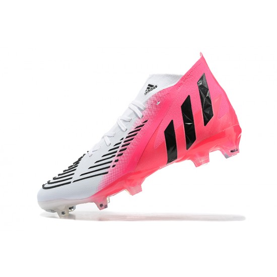 Adidas Predator Edge Geometric.1 FG White Black Pink High Men Football Boots