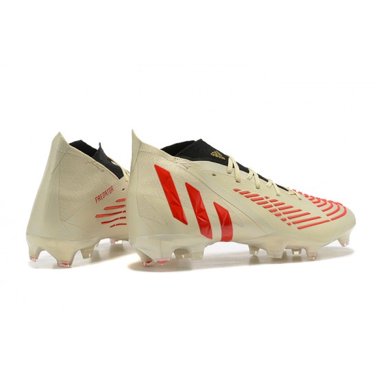 Adidas Predator Edge Geometric.1 FG Mid Beige Black Red Men Football Boots