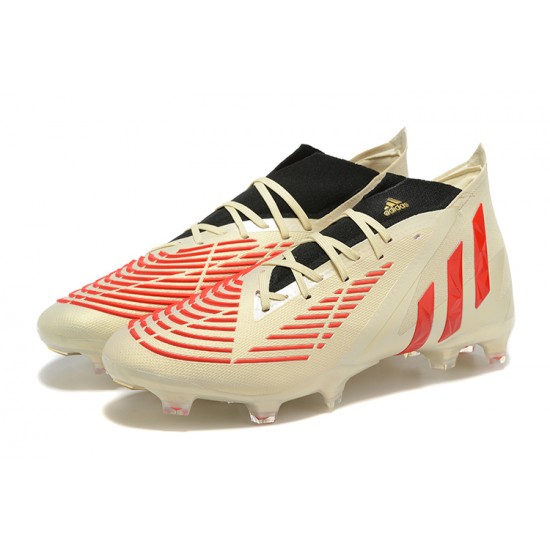 Adidas Predator Edge Geometric.1 FG Mid Beige Black Red Men Football Boots