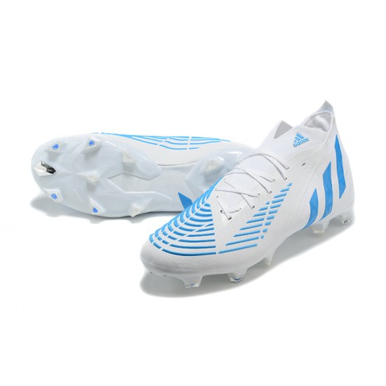 Adidas Predator Edge Geometric.1 FG Mid White Blue Men Football Boots