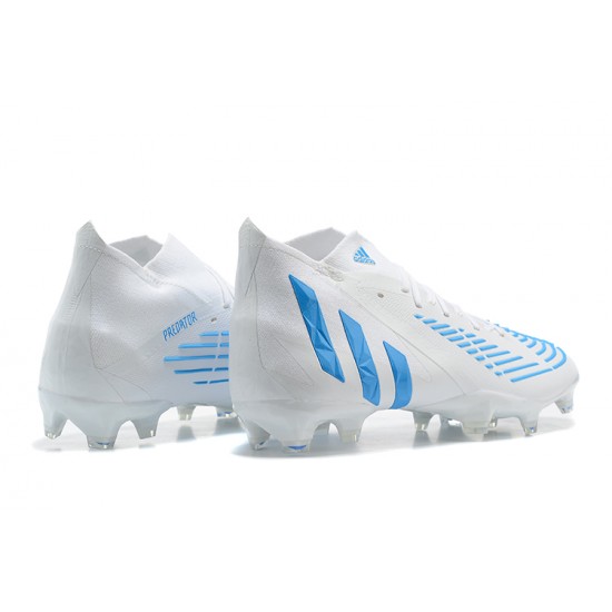 Adidas Predator Edge Geometric.1 FG Mid White Blue Men Football Boots