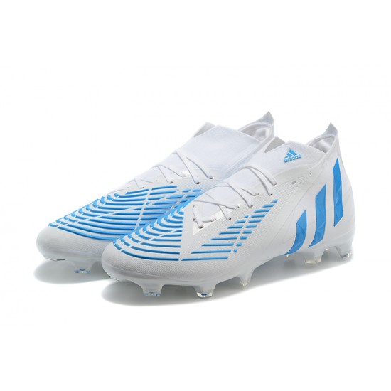 Adidas Predator Edge Geometric.1 FG Mid White Blue Men Football Boots