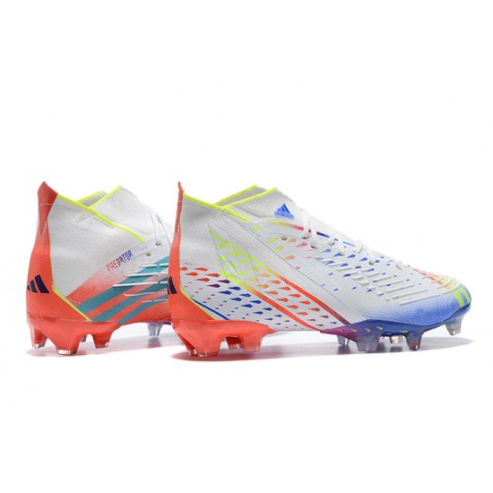 Adidas Predator Flfa World Cup Qatar 2022 Edge FG White Blue Orange Yellow High Men Football Boots