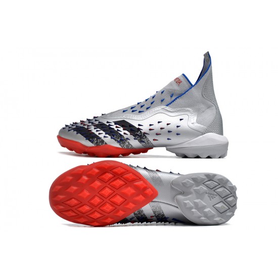 Adidas Predator Freak TF Silver Red Blue Women/Men Football Boots