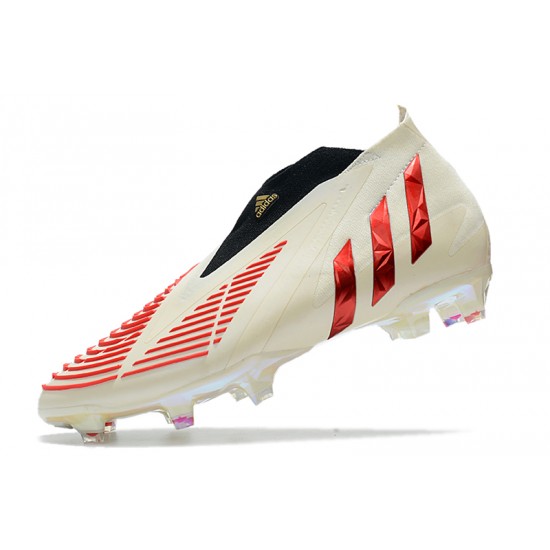 Adidas Predator Edge High FG Beige Red Black Football Boots