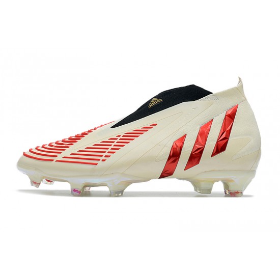 Adidas Predator Edge High FG Beige Red Black Football Boots