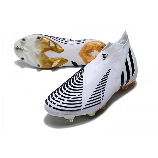 Adidas Predator Edge High FG White Black Gold Football Boots