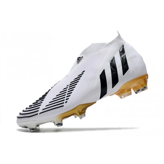 Adidas Predator Edge High FG White Black Gold Football Boots