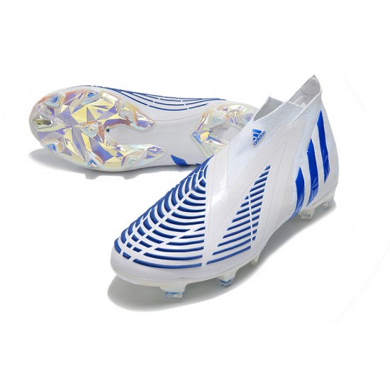 Adidas Predator Edge High FG White Blue Football Boots