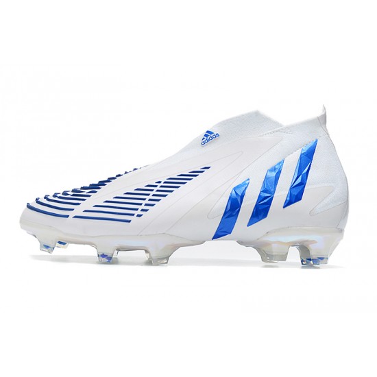 Adidas Predator Edge High FG White Blue Football Boots