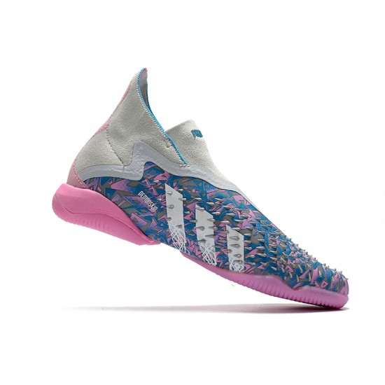 Adidas Predator Freak IC Silver Blue Pink Blue High Football Boots