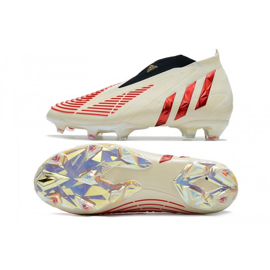 Adidas Predator Edge High FG Beige Red Black Football Boots