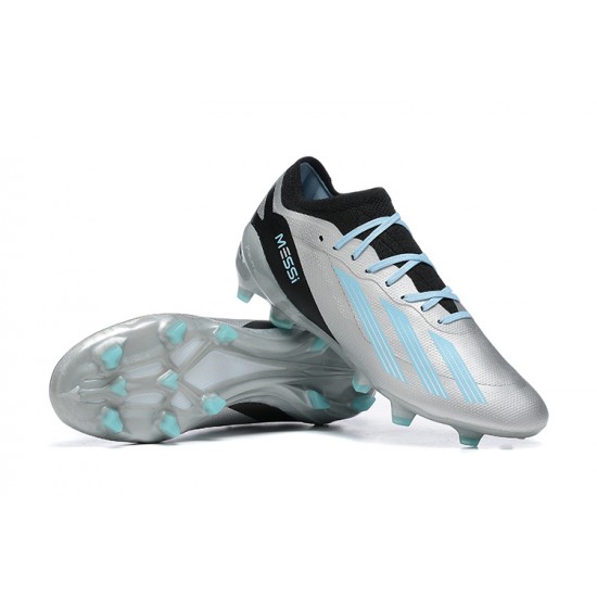 Adidas x23 crazyfast 1 FG Silver Black Blue Men Low Football Boots