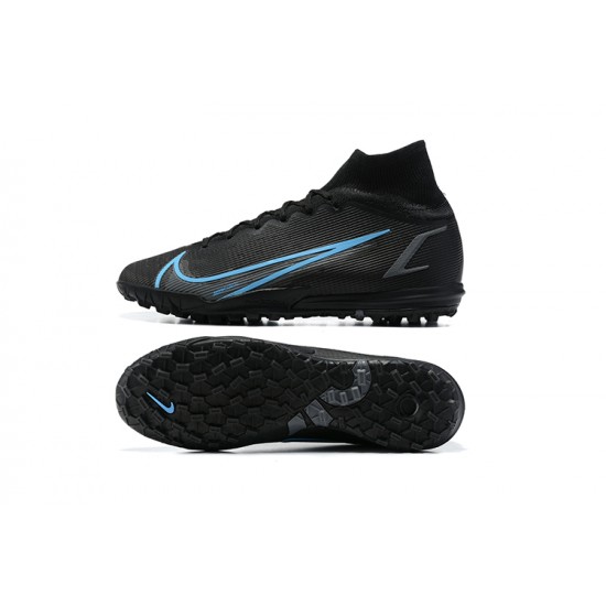 Nike Superfly 8 Elite TF 39 45 Black Blue High Football Boots