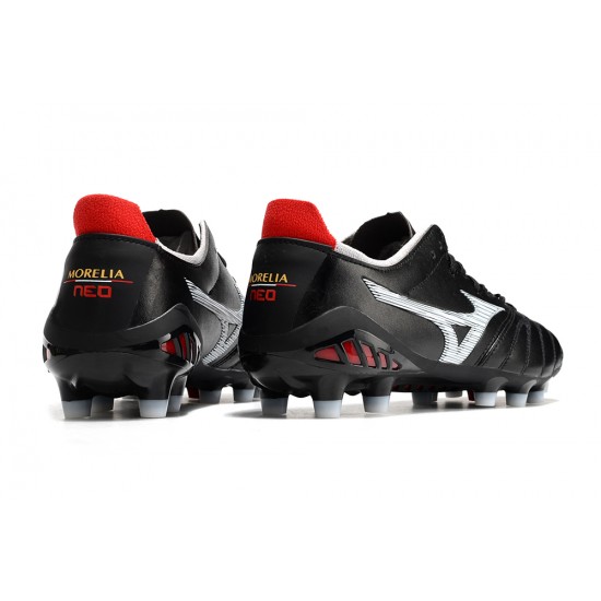 Mizuno Morelia Neo III Pro AG Low Black White Red Men Football Boots