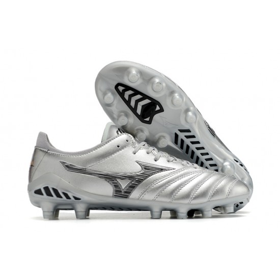 Mizuno Morelia Neo III Pro AG Low Silver Black Men Football Boots