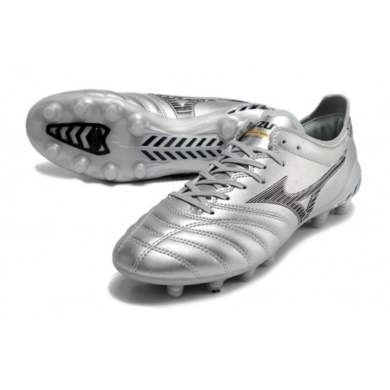 Mizuno Morelia Neo III Pro AG Low Silver Black Men Football Boots