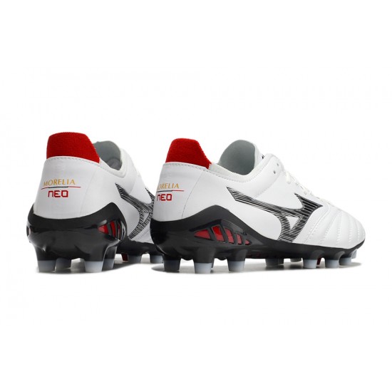 Mizuno Morelia Neo III Pro AG Low White Black Red Men Football Boots