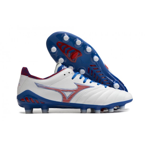 Mizuno Morelia Neo III Pro AG Low White Dark Blue Men Football Boots