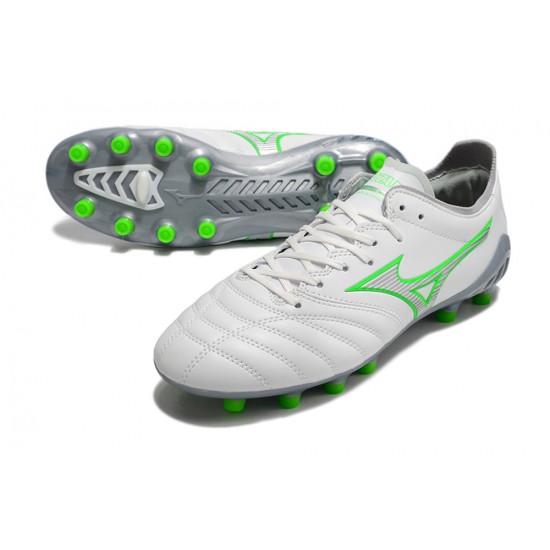 Mizuno Morelia Neo III Pro AG Low White Grey Green Men Football Boots