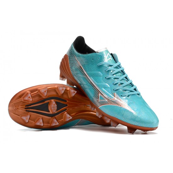 Mizuno Alpha Made In Japan FG Low Turqoise Brown Men Football Boots