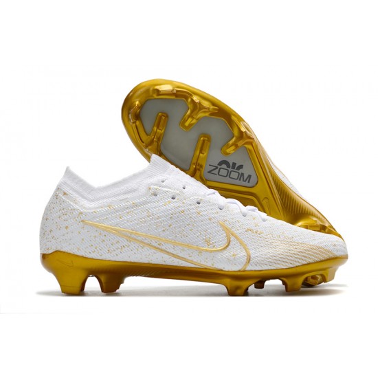 Nike Air Zoom Mercurial Vapor XV Elite FG Low Gold White Men Football Boots