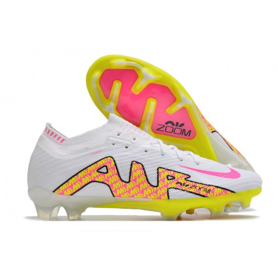 Nike Air Zoom Mercurial Vapor XV Elite FG Low White Yellow Pink Men Football Boots