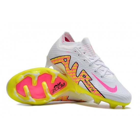 Nike Air Zoom Mercurial Vapor XV Elite FG Low White Yellow Pink Men Football Boots