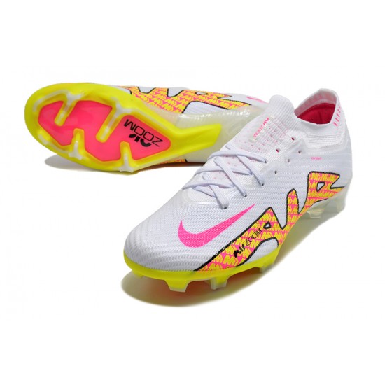 Nike Air Zoom Mercurial Vapor XV Elite FG Low White Yellow Pink Men Football Boots