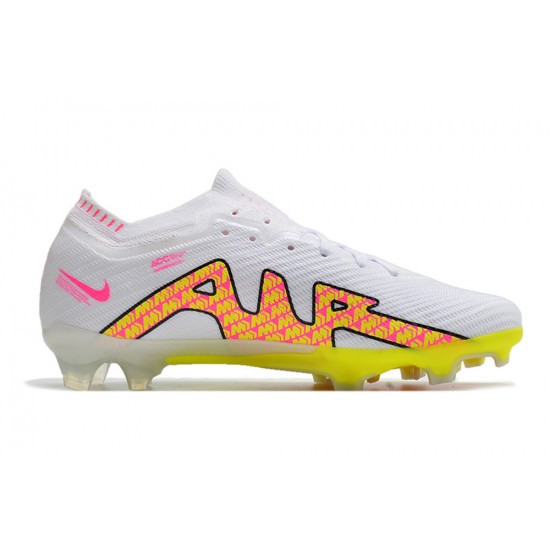 Nike Air Zoom Mercurial Vapor XV Elite FG Low White Yellow Pink Men Football Boots