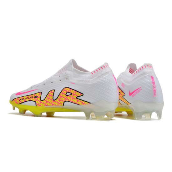 Nike Air Zoom Mercurial Vapor XV Elite FG Low White Yellow Pink Men Football Boots