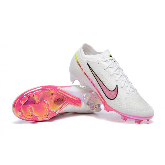 Nike Air Zoom Mercurial Vapor XV Elite FG White Pink Yellow Men Low Football Boots