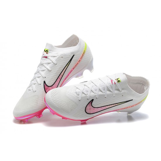 Nike Air Zoom Mercurial Vapor XV Elite FG White Pink Yellow Men Low Football Boots