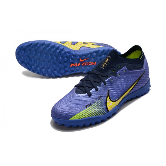 Nike Air Zoom Mercurial Vapor XV Elite TF Mid Dark Blue Yellow Women/Men Football Boots