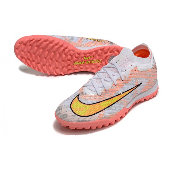 Nike Air Zoom Mercurial Vapor XV Elite TF Mid White Pink Yellow Women/Men Football Boots