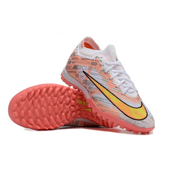 Nike Air Zoom Mercurial Vapor XV Elite TF Mid White Pink Yellow Women/Men Football Boots