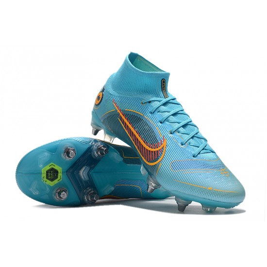 Nike Mercurial Superfiy VIII Elite SG PRO Anti Clog High Blue Men Football Boots