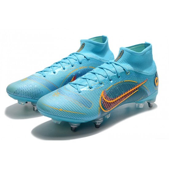 Nike Mercurial Superfiy VIII Elite SG PRO Anti Clog High Blue Men Football Boots