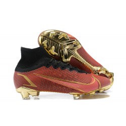 Nike Mercurial Superfly 8 Elite FG High Black Brown Gold Men Football Boots