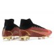 Nike Mercurial Superfly 8 Elite FG High Black Brown Gold Men Football Boots
