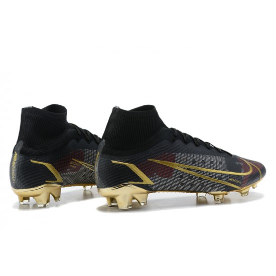 Nike Mercurial Superfly 8 Elite FG High Black Gold Men Football Boots