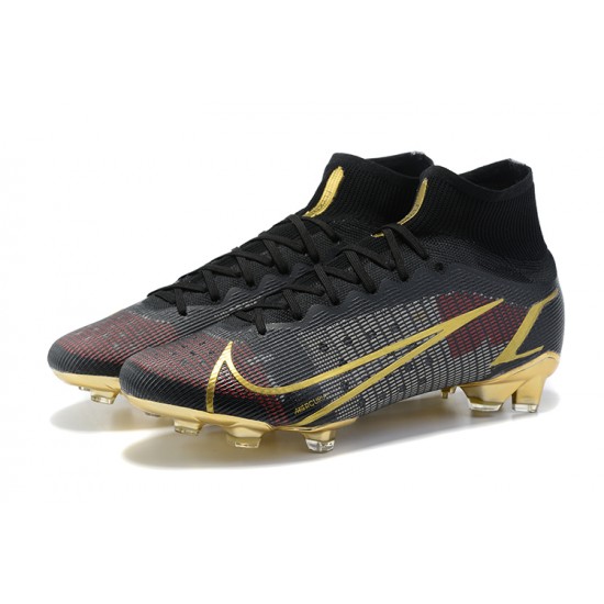 Nike Mercurial Superfly 8 Elite FG High Black Gold Men Football Boots