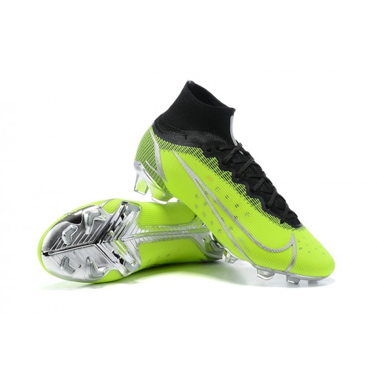 Nike Mercurial Superfly 8 Elite FG High Black Green Silver Men Football Boots