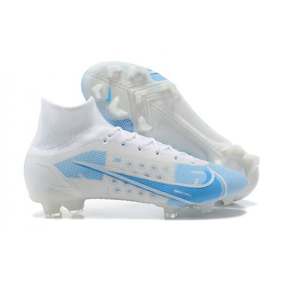 Nike Mercurial Superfly 8 Elite FG High Blue White Men Football Boots