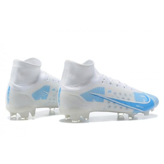 Nike Mercurial Superfly 8 Elite FG High Blue White Men Football Boots