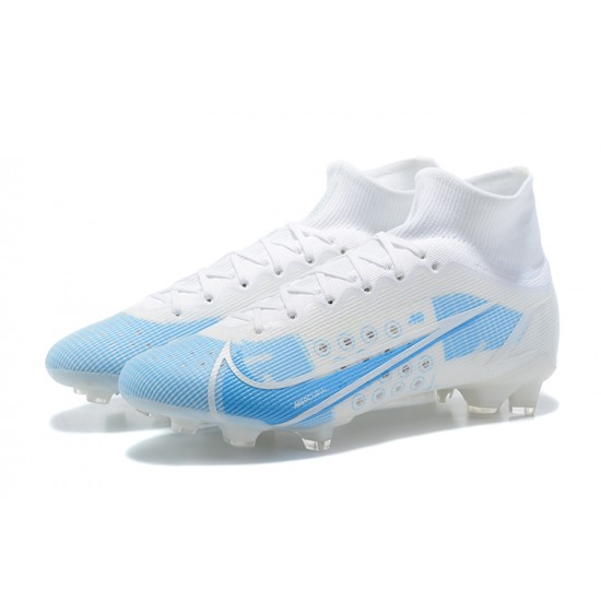 Nike Mercurial Superfly 8 Elite FG High Blue White Men Football Boots