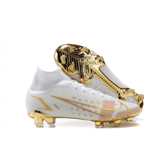 Nike Mercurial Superfly 8 Elite FG High Gold White Men Football Boots