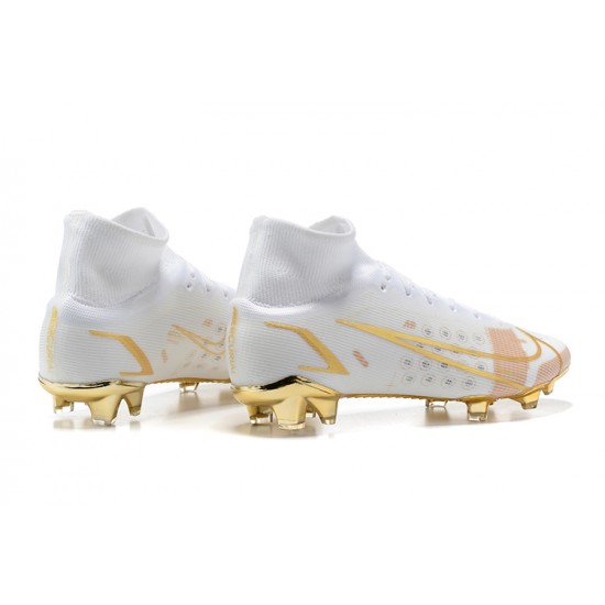 Nike Mercurial Superfly 8 Elite FG High Gold White Men Football Boots