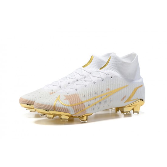 Nike Mercurial Superfly 8 Elite FG High Gold White Men Football Boots