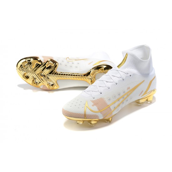 Nike Mercurial Superfly 8 Elite FG High Gold White Men Football Boots